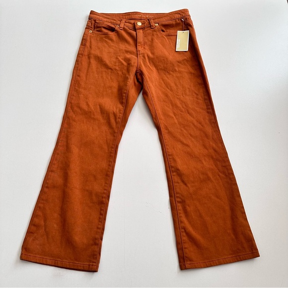 Michael Kors Rust Orange Wide Leg Jeans Crop Size - Picture 3 of 6